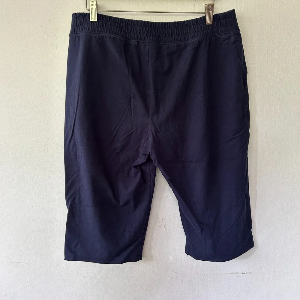 d&co Active Capri Shorts Womens Large Blue Pockets Modest Nautical Coastal